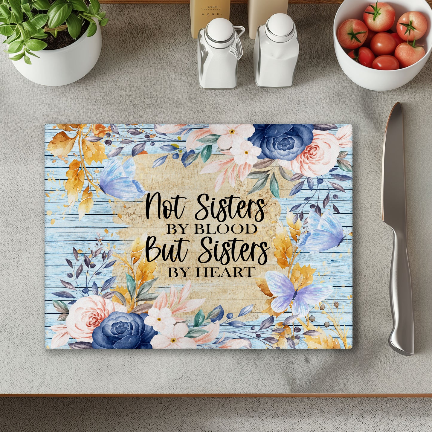 Not Sisters By Blood Chopping Cutting Board or Coaster