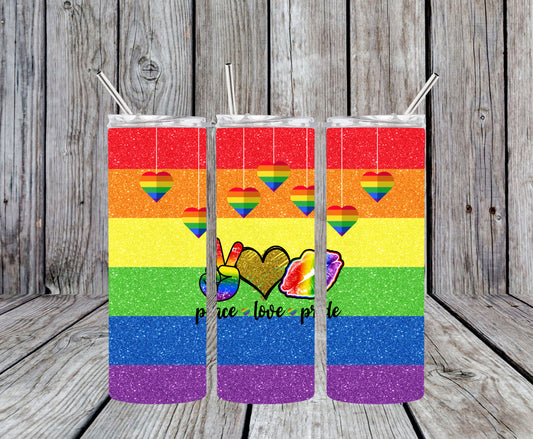 Peace Love Pride Design 20oz Tumbler