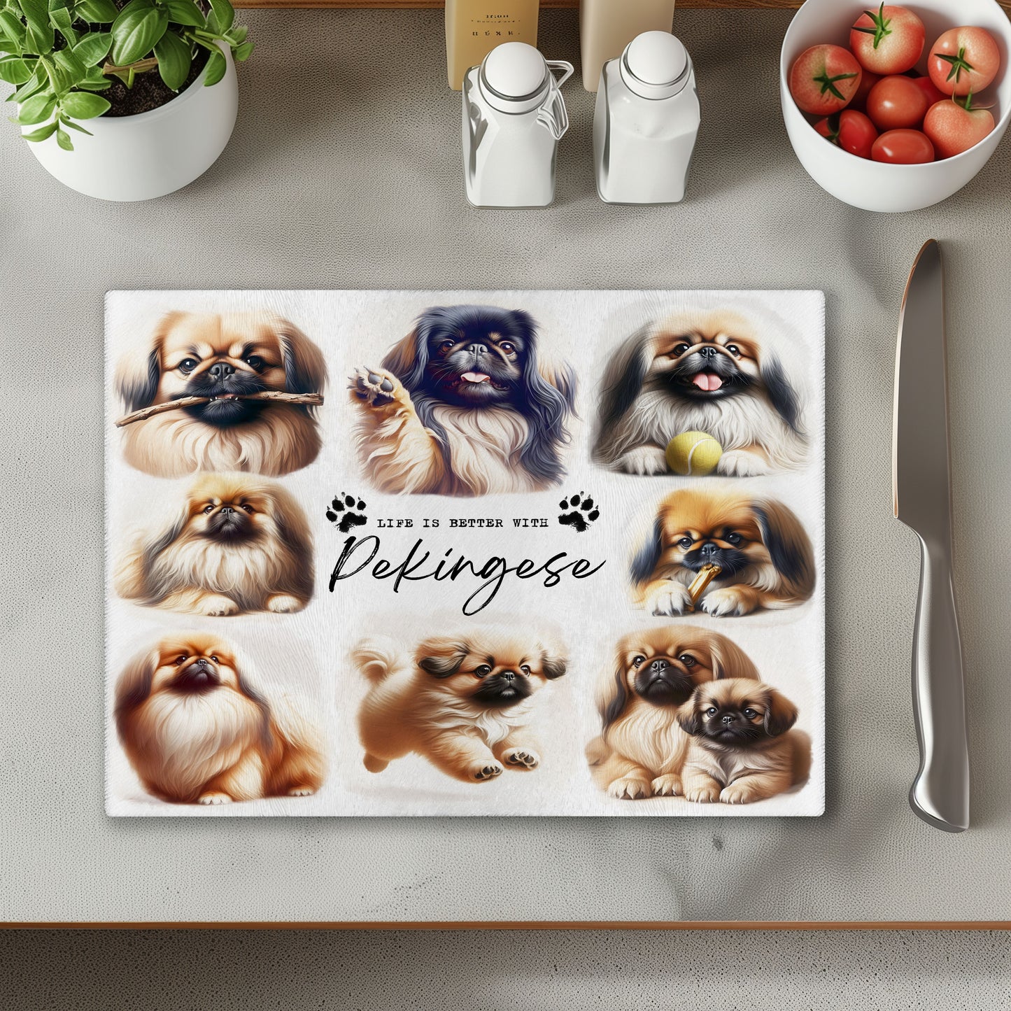 Pekingese Dog Life is Better with Chopping Cutting Board or Coaster