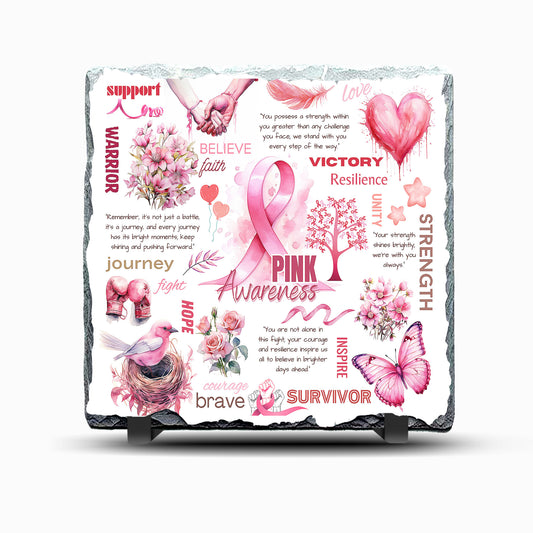 Pink Awareness Design Printed Rock Slate