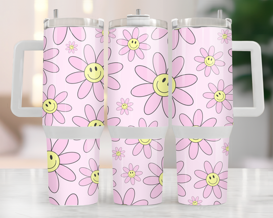 Pink Daisy Faces 40oz Tumbler