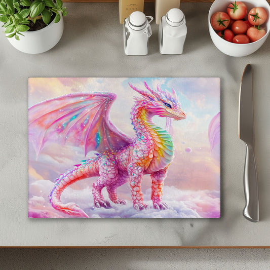 Pink Dragon Glass Chopping Cutting Board