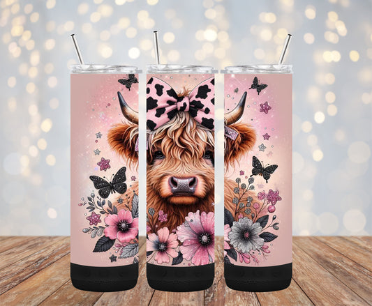 Pink Highland Cow 20oz Bluetooth Speaker Tumbler