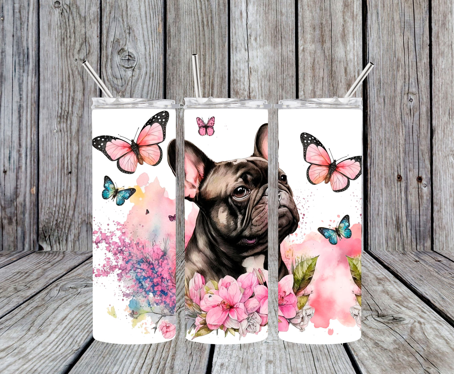 Dog Pink Frenchie 20oz Tumbler