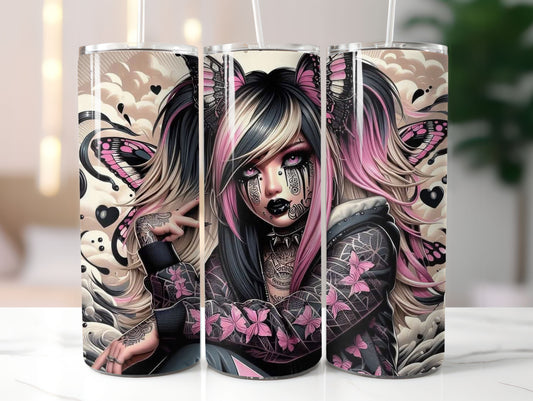 Pink Goth Girl (2) 20oz Tumbler