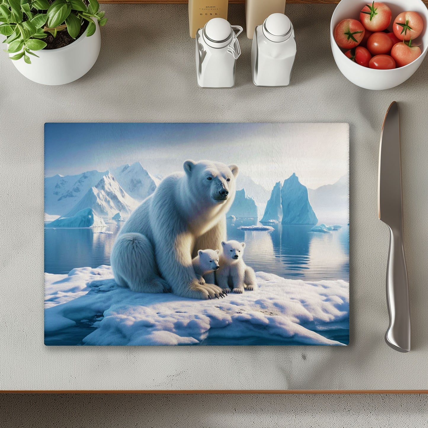 Polar Bear Chopping Cutting Board or Coaster