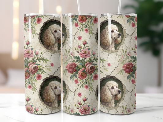 Poodle with Roses Dog 20oz Tumbler