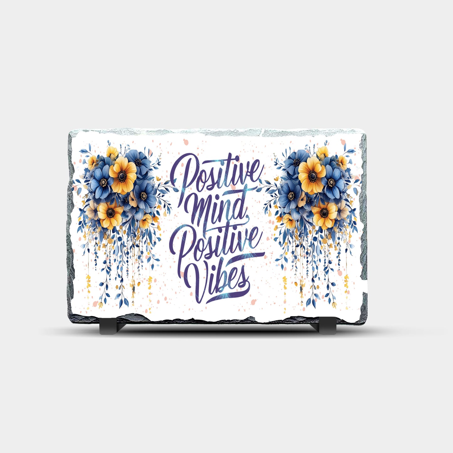 Positive Vibes Design Printed Rock Slate