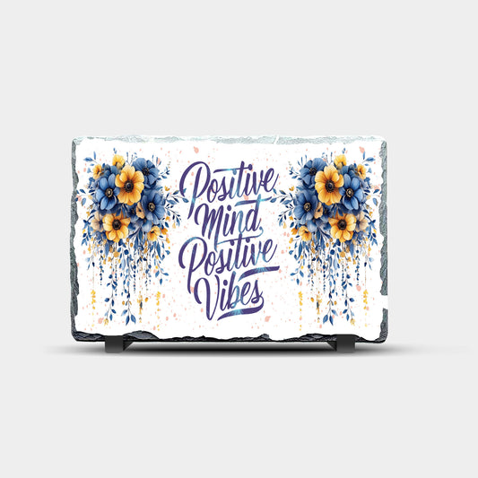 Positive Vibes Design Printed Rock Slate