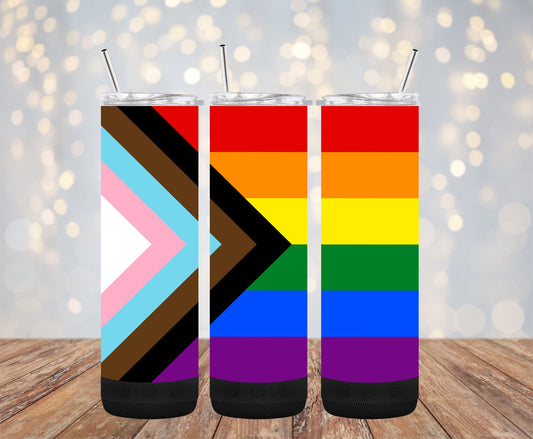 Pride Progress Flag 20oz Bluetooth Speaker Tumbler