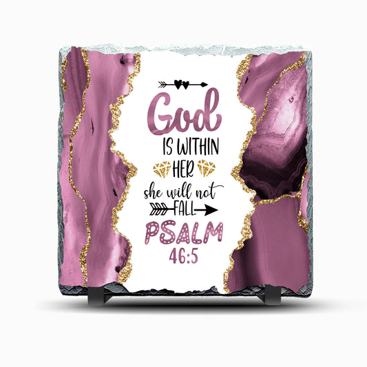 Psalm 46.5 Design Printed Rock Slate