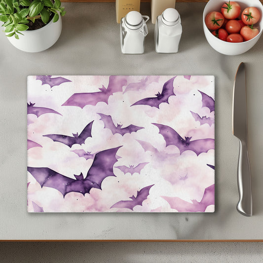 Purple Bats Glass Chopping Cutting Board