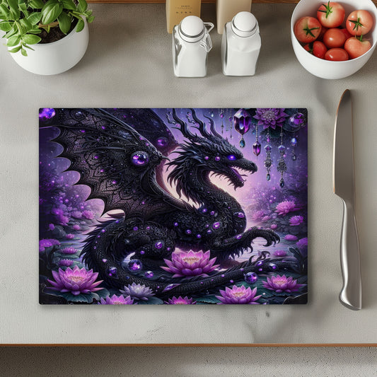 Purple Dragon Glass Chopping Cutting Board