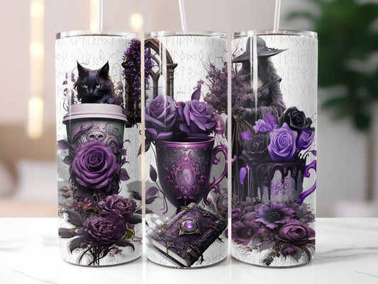 Purple Cat and Witch 20oz Tumbler