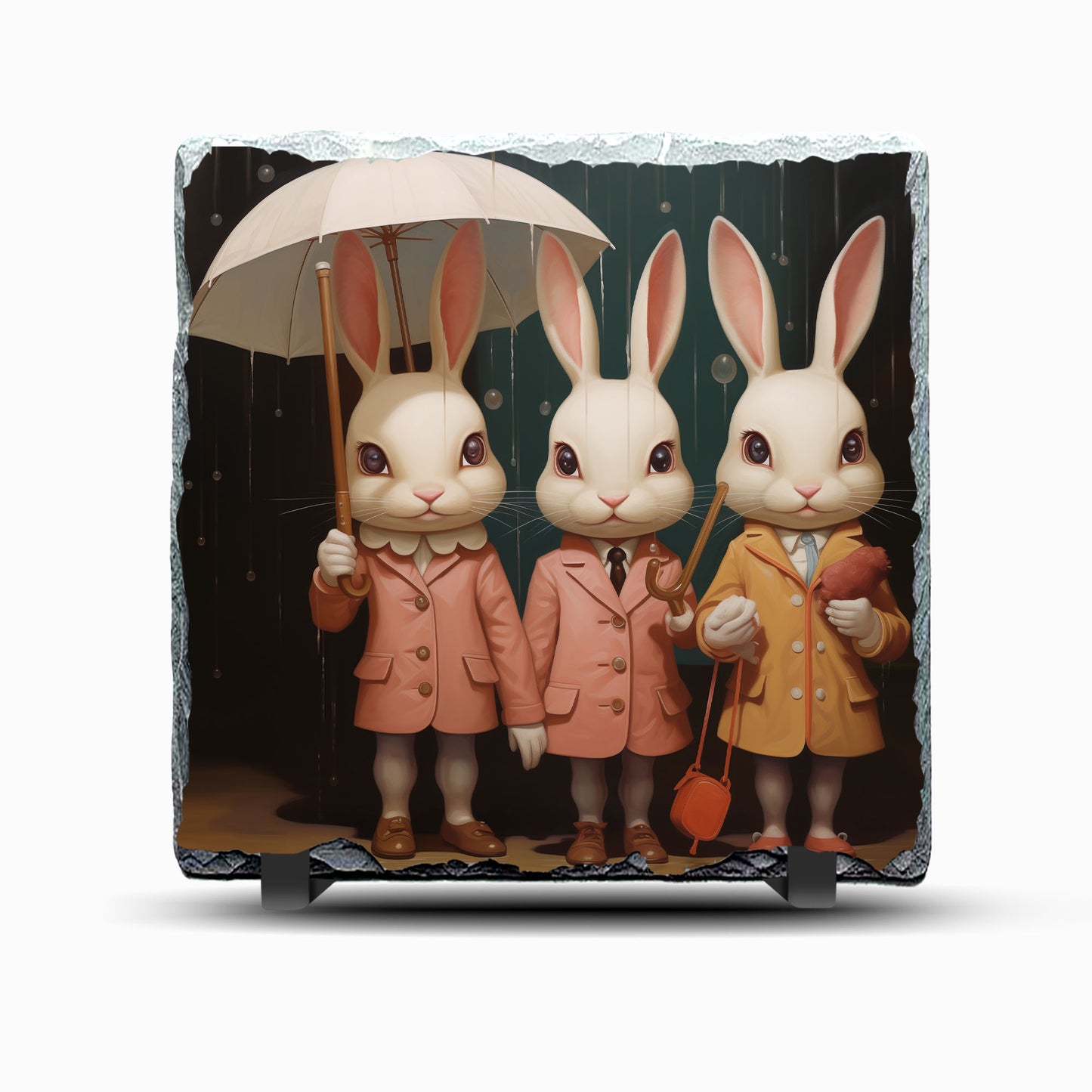 Rabbits Design Printed Rock Slate