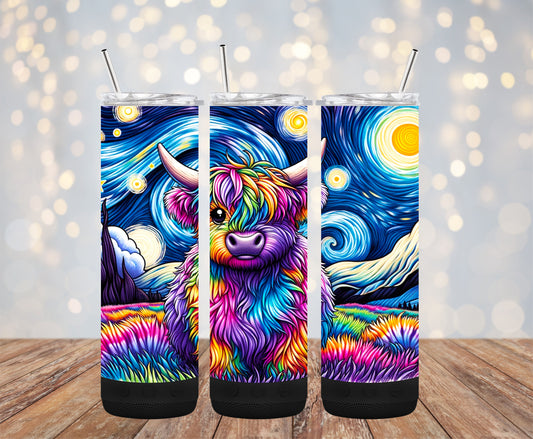 Highland Cow Stars Moon 20oz Bluetooth Speaker Tumbler