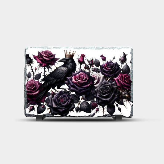 Raven and Roses Design Printed Rock Slate