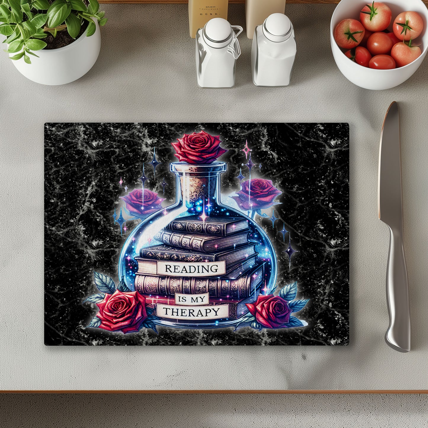 Reading Therapy Chopping Cutting Board or Coaster