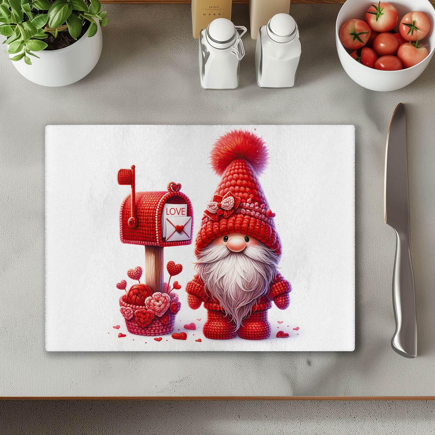 Red Gonk with Hearts 4 Chopping Cutting Board or Coaster