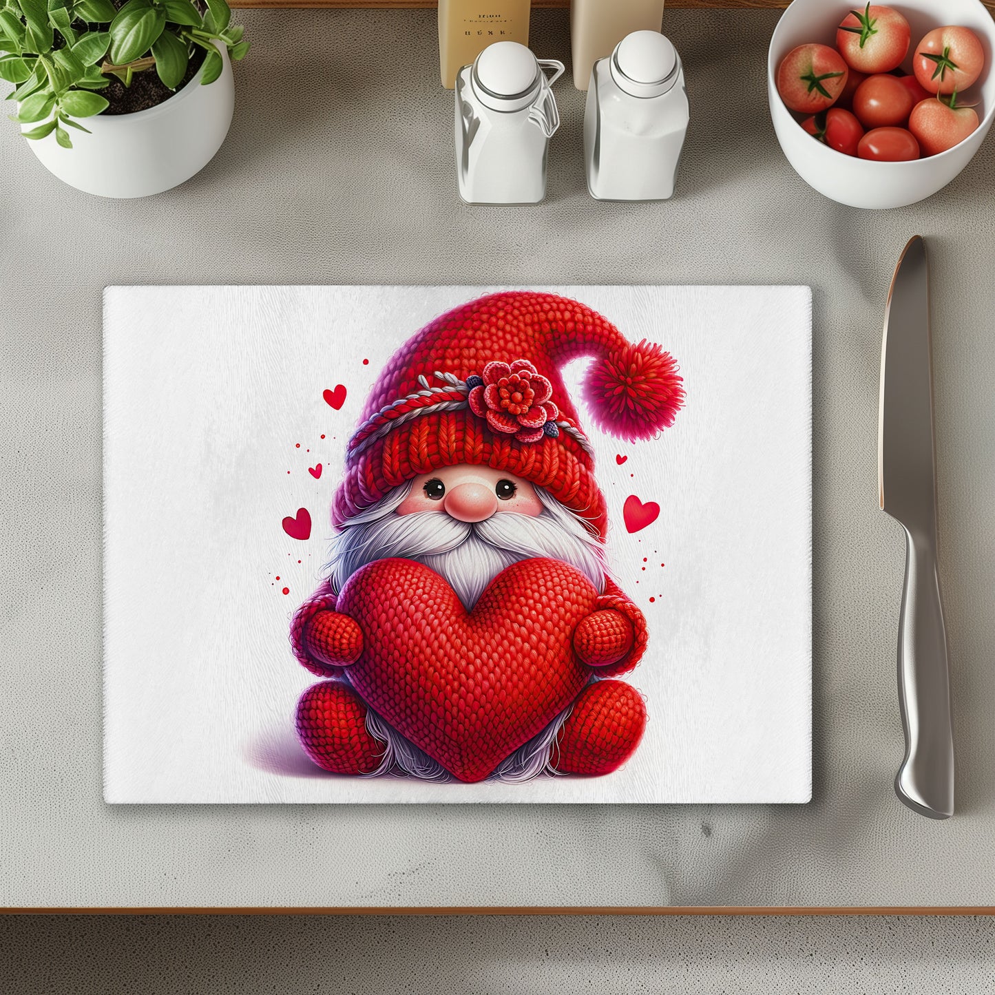 Red Gonk with Hearts 5 Chopping Cutting Board or Coaster