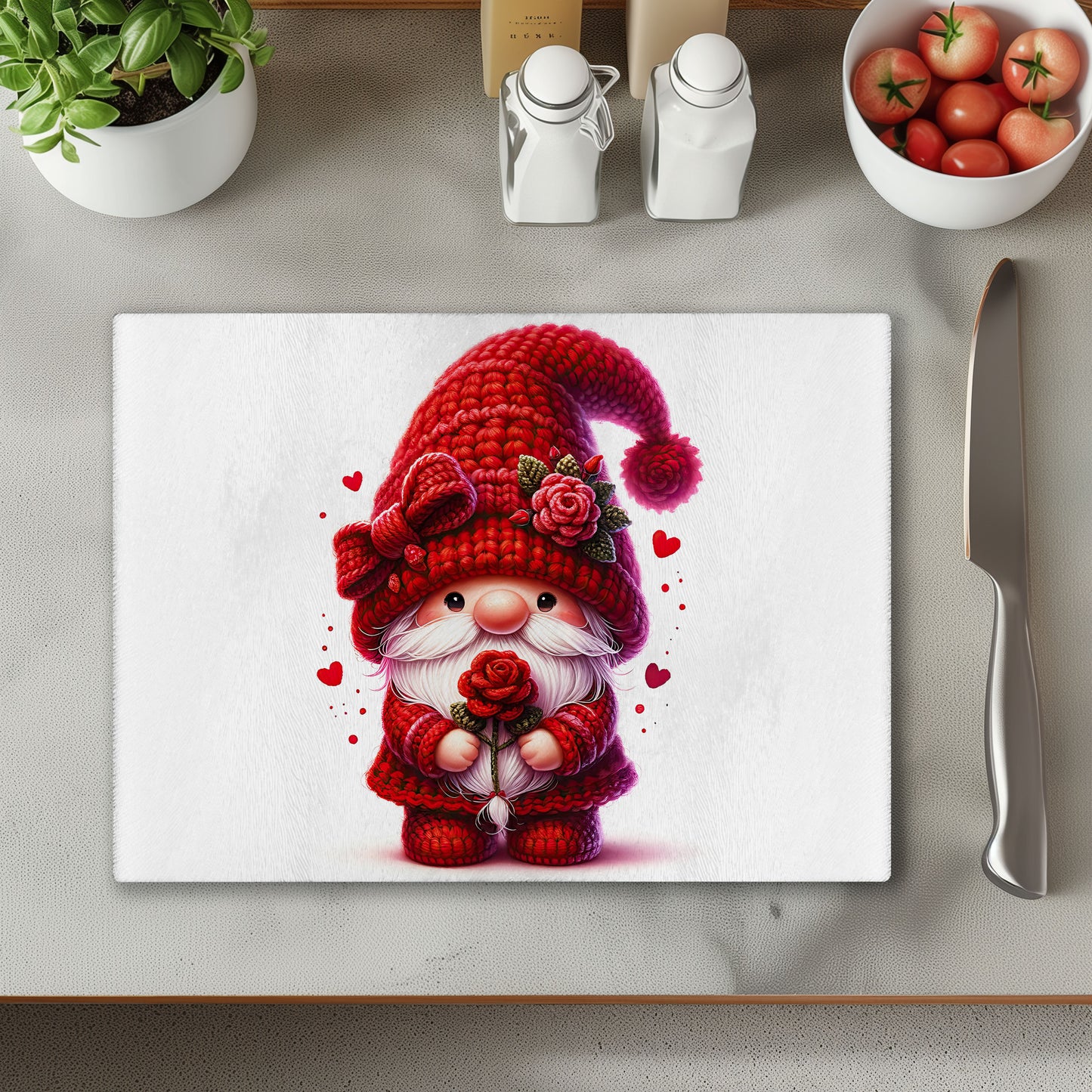 Red Gonk with Hearts 7 Chopping Cutting Board or Coaster