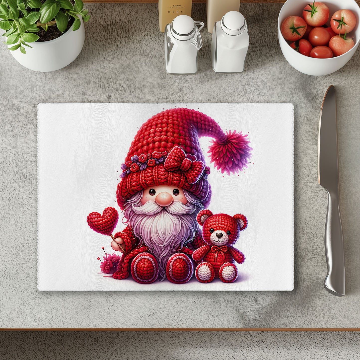Red Gonk with Hearts 8 Chopping Cutting Board or Coaster