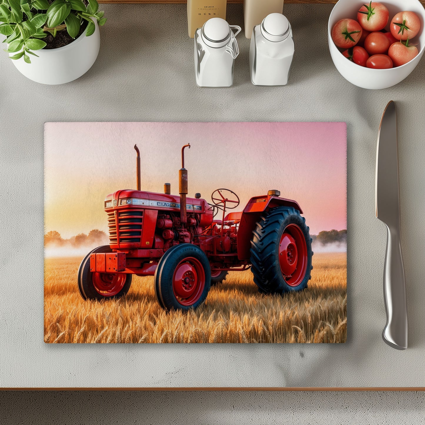 Red Tractor Chopping Cutting Board or Coaster