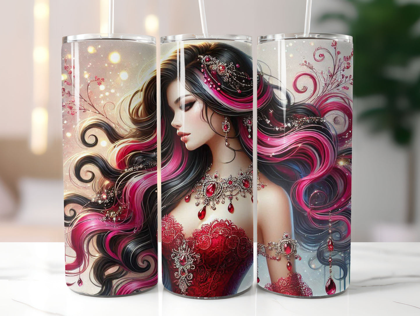Red Hair Woman 4 Design 20oz Tumbler