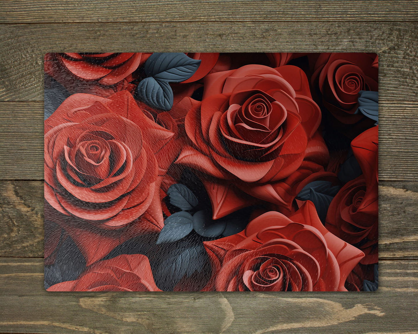 Red and Black Roses Glass Chopping Cutting Board