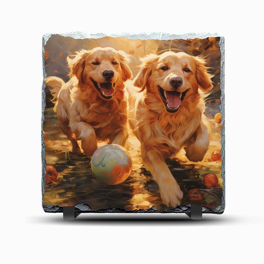 Retrievers Dog Design Printed Rock Slate