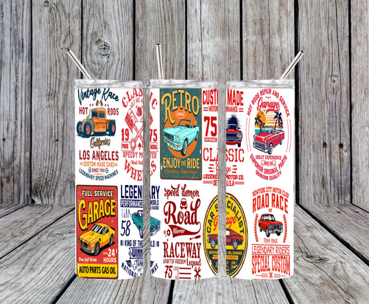 Retro Car Garage Design 20oz Tumbler