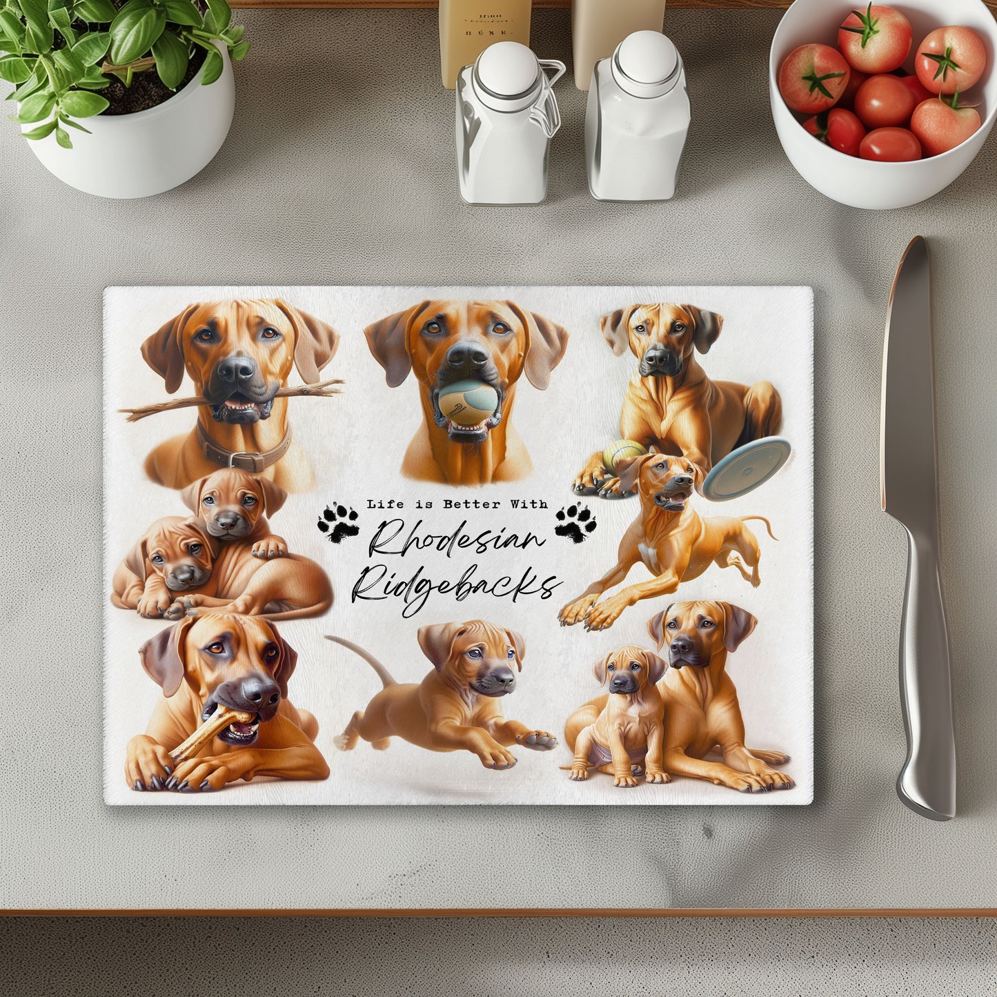 Rhodesian Ridgeback Dog Life is Better with Chopping Cutting Board or Coaster
