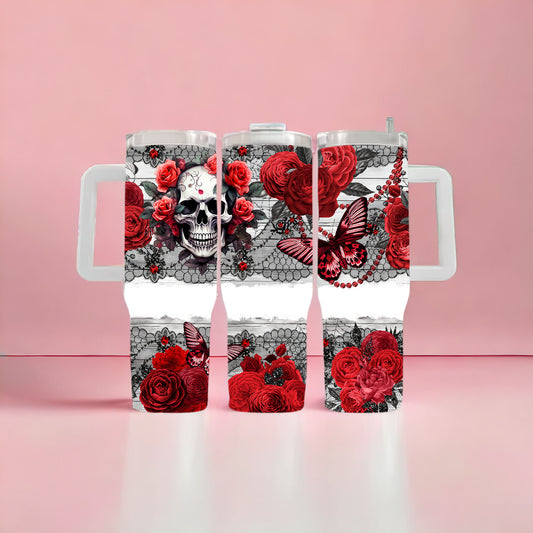 Roses Skulls and Butterflies 40oz Tumbler
