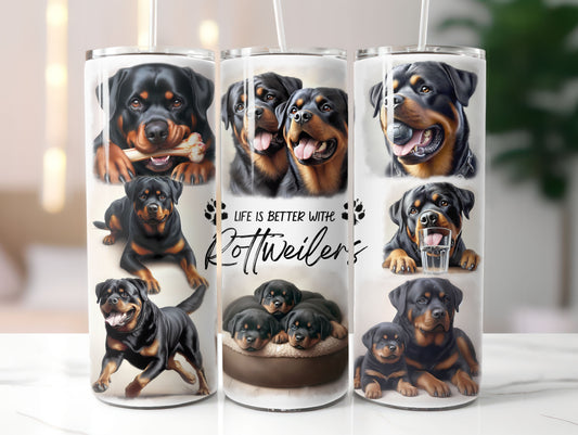 Rottweiler Dog Life is Better with 20oz Tumbler