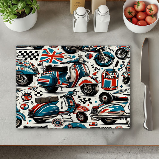 Scooters Glass Chopping Cutting Board