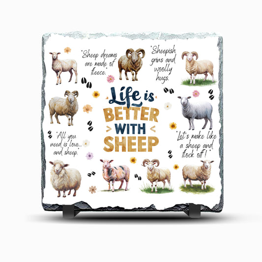 Sheep Life is Better with Design Printed Rock Slate