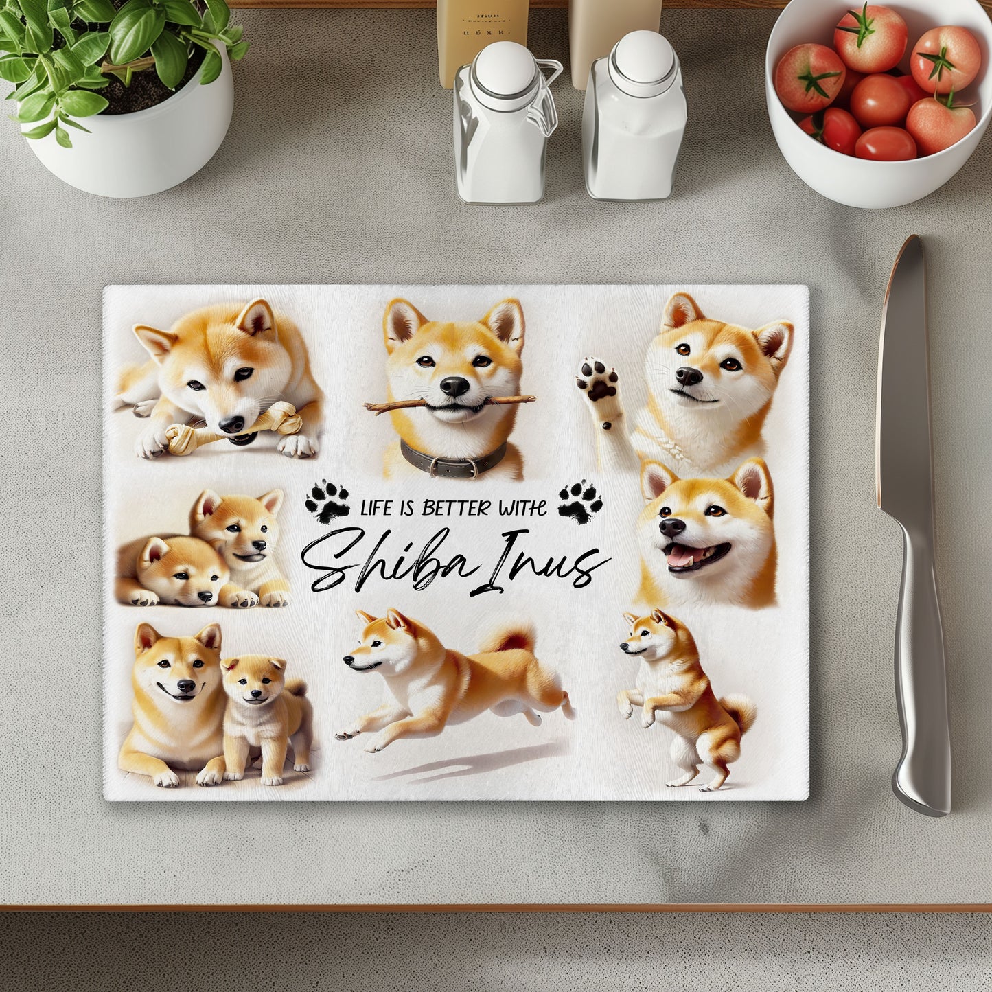 Shiba Inu Dog Life is Better with Chopping Cutting Board or Coaster
