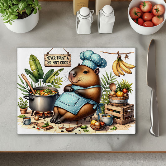 Skinny Cook Capybara Glass Chopping Cutting Board