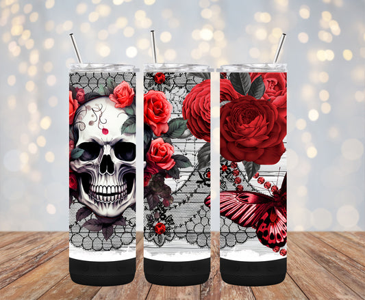 Skull and Roses 20oz Bluetooth Speaker Tumbler