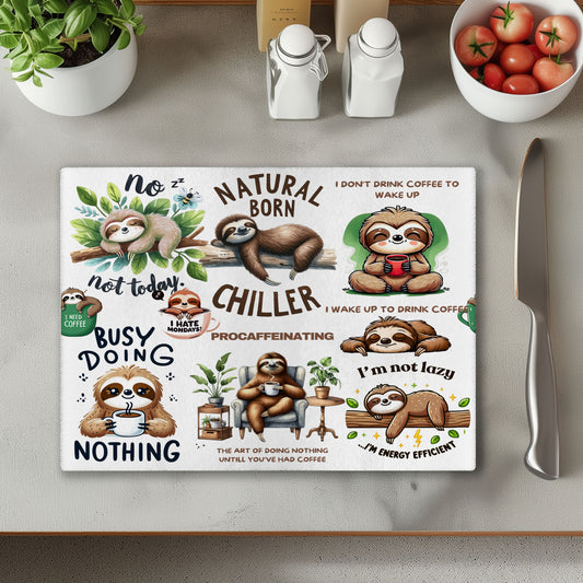 Sloth Chiller Glass Chopping Cutting Board