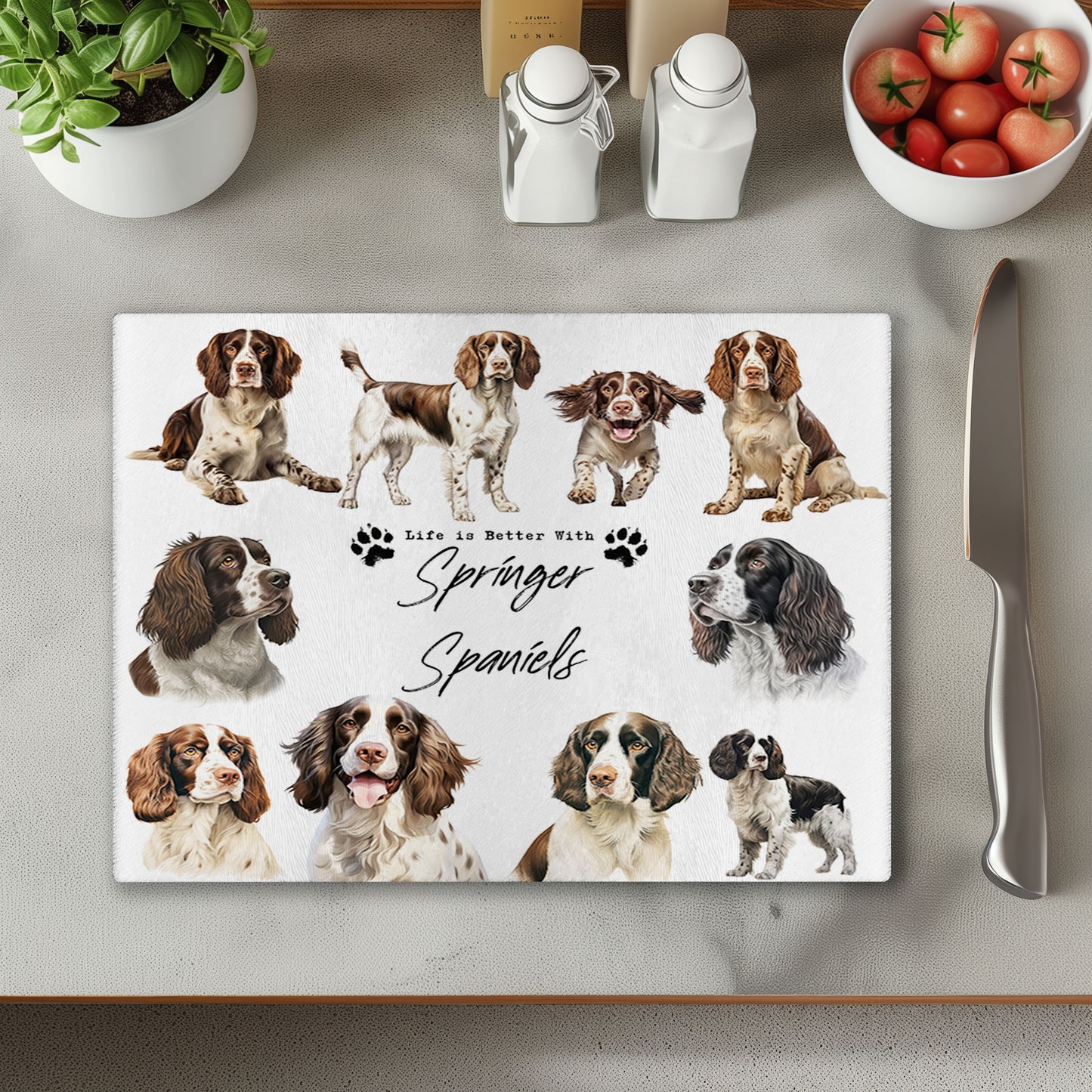 Springer Spaniel Dog Life is Better with Chopping Cutting Board or Coaster