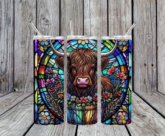 Stained Glass Cow 20oz Tumbler