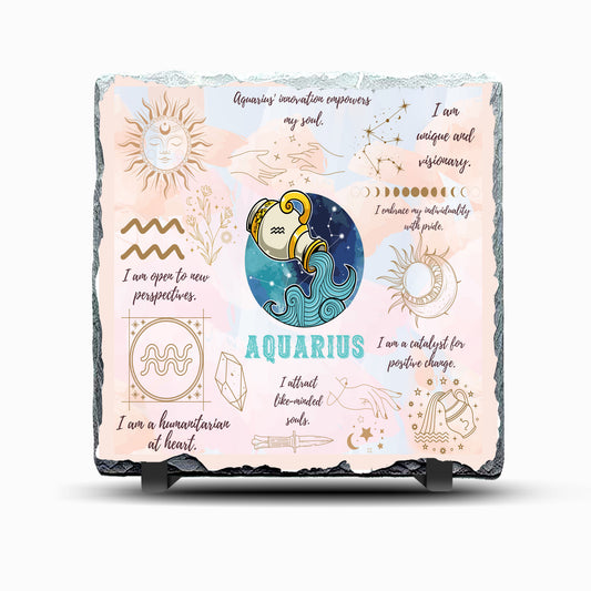 Star Sign Aquarius Design Printed Rock Slate