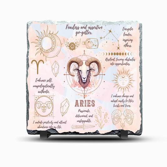 Star Sign Aries Design Printed Rock Slate