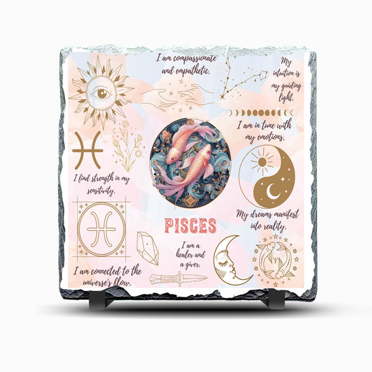 Star Sign Pisces Design Printed Rock Slate