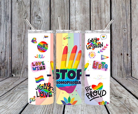 Stop Homophobia Pride Design 20oz Tumbler