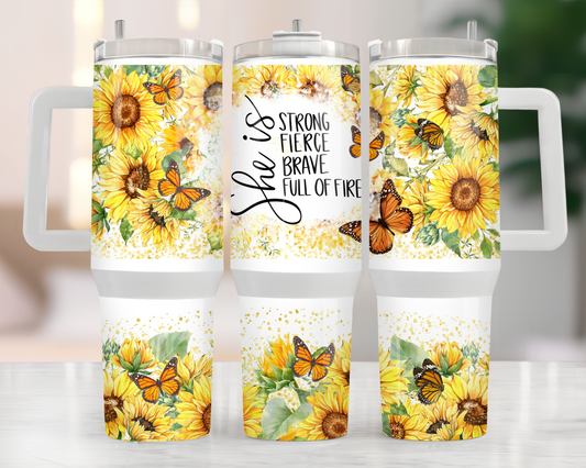 Butterflies Yellow Strong 40oz Tumbler