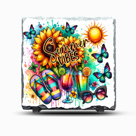Summer Vibes Design Printed Rock Slate