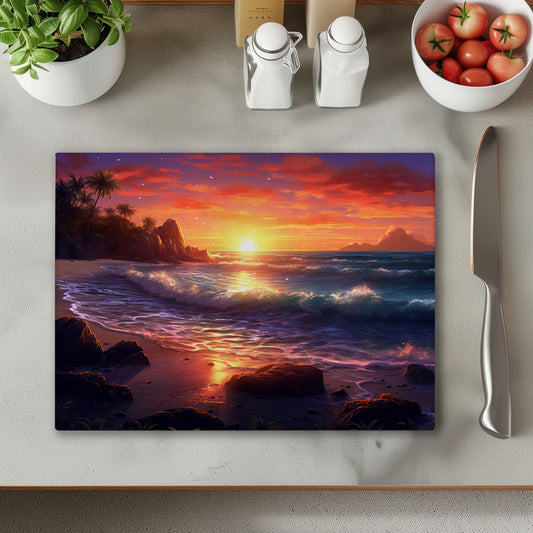 Sunset Glass Chopping Cutting Board
