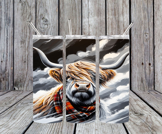 Highland Cow Tartan Scarf 20oz Tumbler
